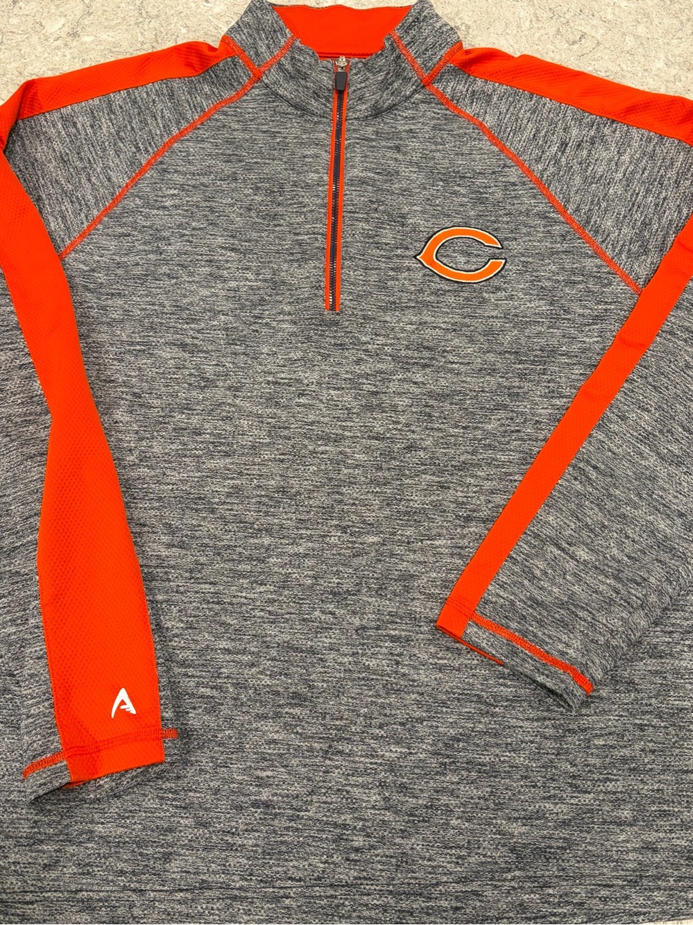 Chicago Bears NFL Antigua Gray & Orange 1/4 Zip Pullover-XL